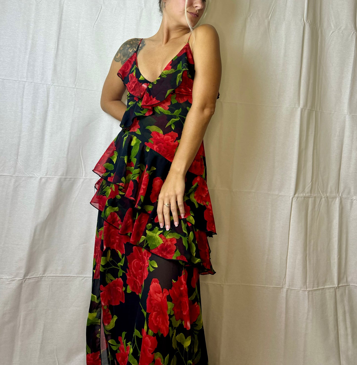 Jackie Ruffle Floral Maxi Dress