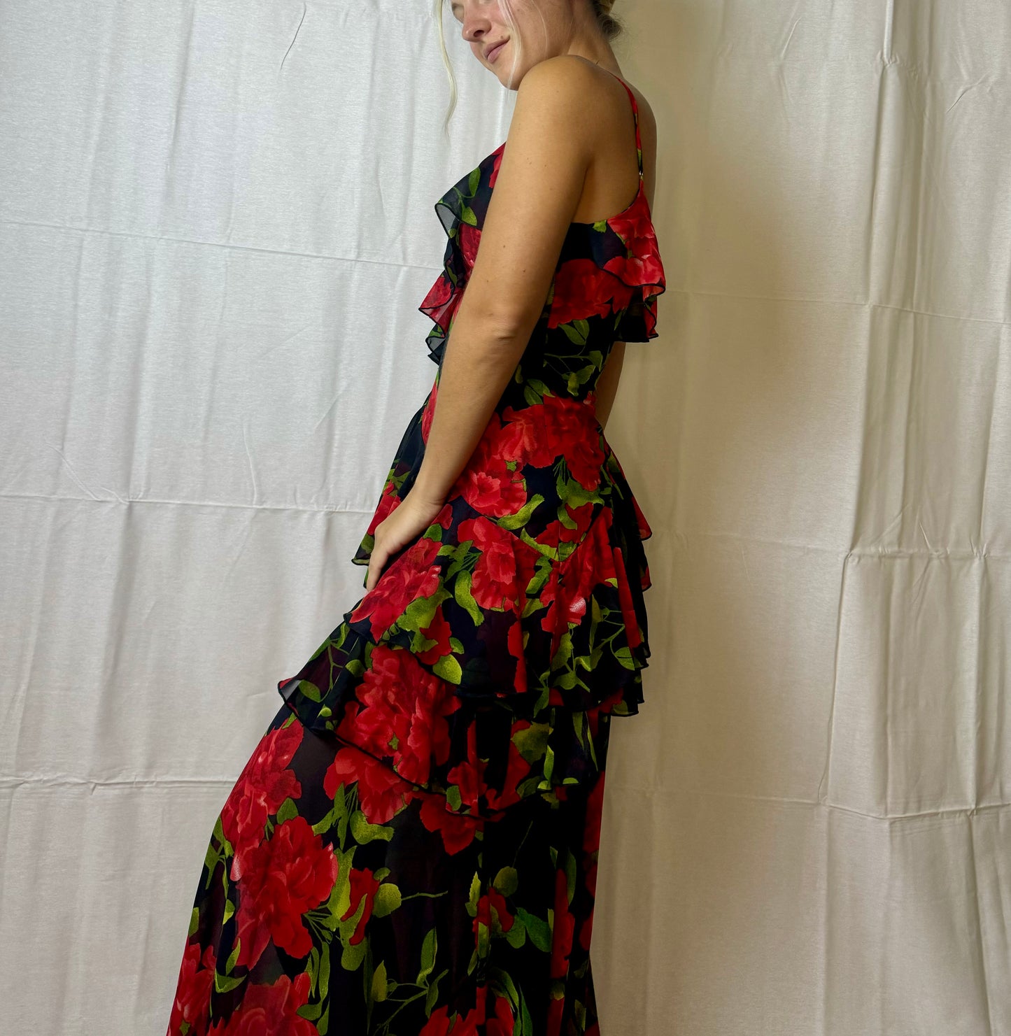 Jackie Ruffle Floral Maxi Dress