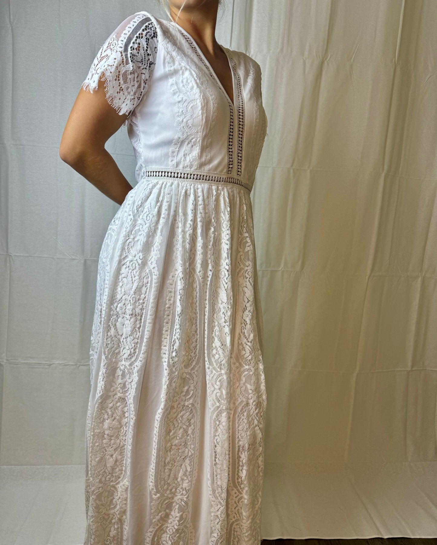 V-neck Lace Summer Maxi Dress