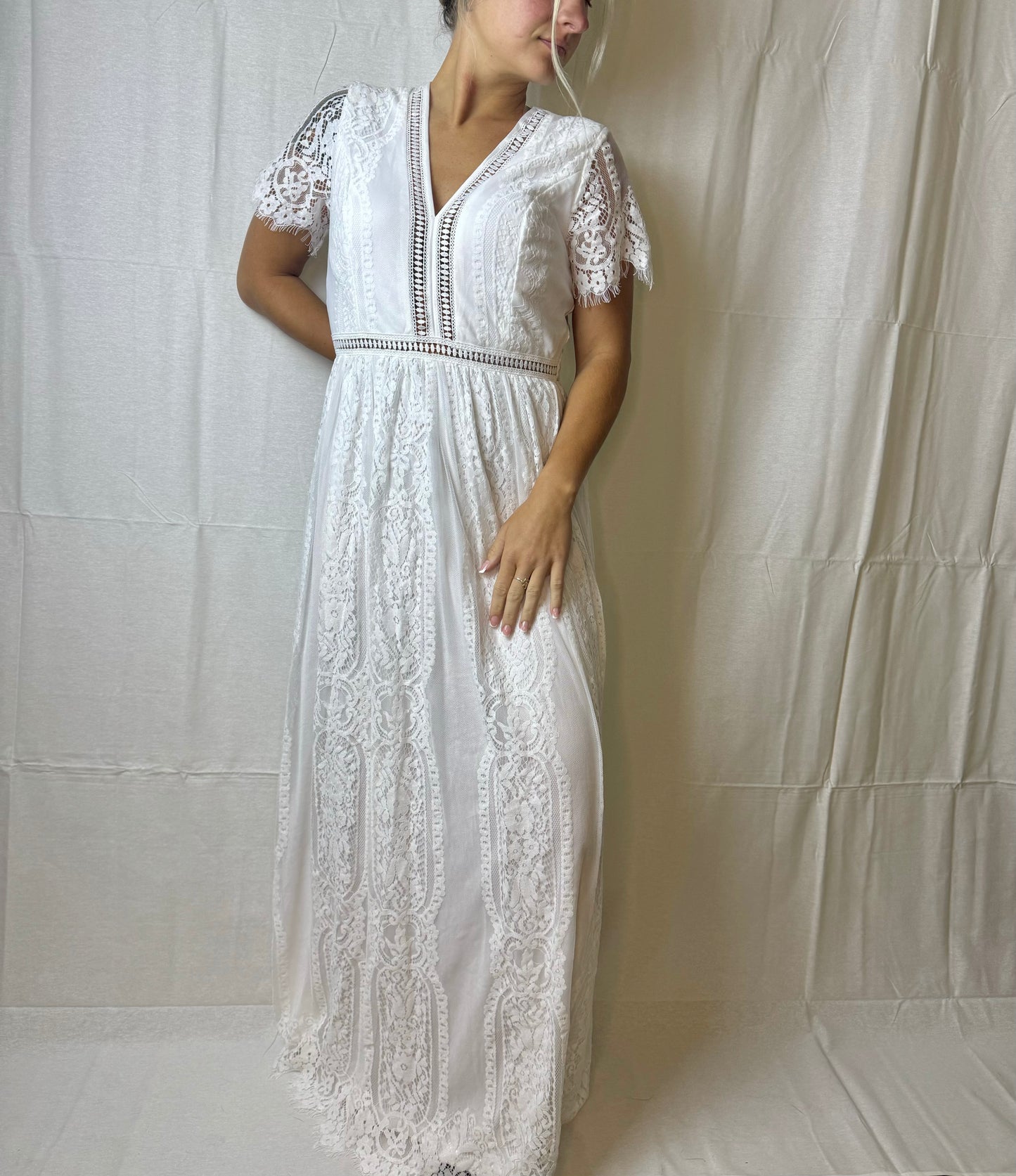 V-neck Lace Summer Maxi Dress