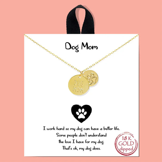 Dog Mom & Paw Print Necklace