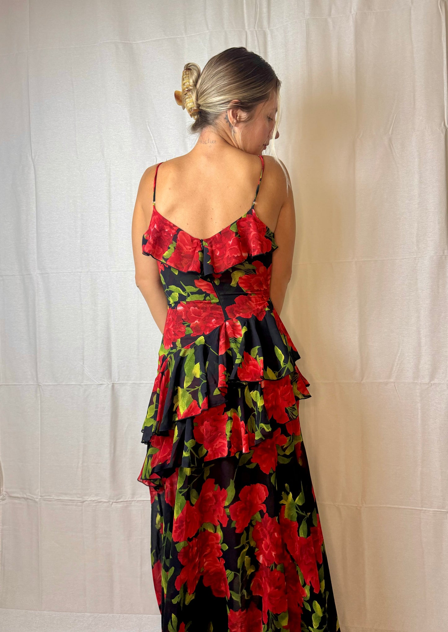 Jackie Ruffle Floral Maxi Dress